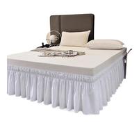 WEITINGKKK vestido de cama, Falda de cama con cenefa multicolor, varios tamaños, poliéster, microfibra elástica, resistente a la decoloración, caída de 15 pulgadas(White,Queen 150x200x38cm)