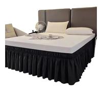 WEITINGKKK vestido de cama, Falda de cama con cenefa multicolor, varios tamaños, poliéster, microfibra elástica, resistente a la decoloración, caída de 15 pulgadas(Black,120x200x38cm)