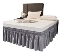 WEITINGKKK vestido de cama, Falda de cama con cenefa multicolor, varios tamaños, poliéster, microfibra elástica, resistente a la decoloración, caída de 15 pulgadas(Light Grey,Full 137x190x38cm)