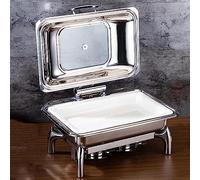 WEITOL Calentador eléctrico de Alimentos para Servidor de Buffet: Plato Caliente para Alimentos, Juego de Buffet de Olla Caliente de Acero Inoxidable con Tapa de Vidrio y Soporte de Tapa incorporad