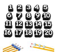 WEIWOGU Adornos de lápices numerados, etiquetas de números reutilizables, etiquetas de lápices de aula para profesores, identificadores, marcadores de seguimiento de para (Black)
