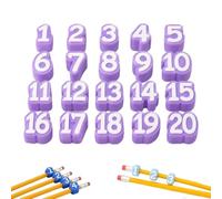 WEIWOGU Adornos de lápices numerados, etiquetas de números reutilizables, etiquetas de lápices de aula para profesores, identificadores, marcadores de seguimiento de para (Purple)