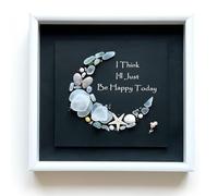 WEIWOGU Creo que hoy seré feliz. Arte de la luna de cristal de mar, arte de pared de luna creciente de cristal de mar hecho a mano, obras de arte costeras de inspiración positiva, decoración (1pcs)