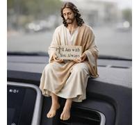 WEIWOGU Figura de compañero de Escritorio de Resina de Jesús, Estatua de Jesús Estoy contigo Siempre, Figura de compañero de Jesús Sentado Hecha a Mano, para Amigos de la famili-a (1PC)