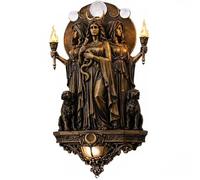 WEIWOGU Lámpara de pared Hecate, la triple diosa ilumina tu espacio, escultura de mitología griega, aplique inalámbrico, decoración bohemia, luces de estatua mágica de la triple diosa (1pcs)