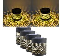 WEIWOGU Luces solares decorativas de mandala, luces solares de mandala al aire libre, lámpara de pared de metal con energía solar, tema de mandalas, impermeable, sensor de movimiento (style D,4PCS)