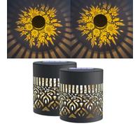 WEIWOGU Luces solares decorativas de mandala, luces solares de mandala al aire libre, lámpara de pared de metal con energía solar, tema de mandalas, impermeable, sensor de movimiento (style C,2PCS)