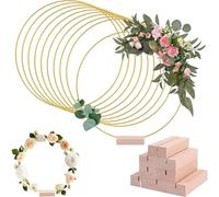 WEIWUXIAN 10 Piezas 30cm Anillos de Metal para Manualidades, Anillos de Metal con Soportes, Maderaaros de Metals de Atrapasueños para Coronas de Bricolaje, Decoraciones de Pared y Decoraciones (Oro)