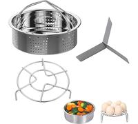 WEIWUXIAN Juego Rejillas Vaporera, 3 Piezas Accesorios Olla Presión, Cesta Vapor Acero Inoxidable, Rejilla de Enfriamiento, Rejilla Vaporera Divisor, para Olla Presión Instantánea 5,6,8 Qt 4/5/6 Litro