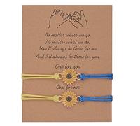 WEIWUXIAN Pulsera Girasol Moda, 2 Piezas Pulsera Amor y Amistad, Pulsera Playa Amistad Verano, Pareja Pulsera Ajustable, Pulsera Girasol, con Tarjeta de Mensaje, para Mujeres y Niñas (Azul+Amarillo)