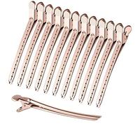 WEIXIAO WLKH 12 unids Metal Peluquería Abrazaderas Cocodrilo Barrette Sección Sección Clips Agarre Horquillas Salón Peluquero Corte Estilo Accesorios (Color : Rose Gold)