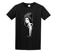 Weixiu Amy Winehouse Cartoon Cute Street Super Soft Basic Nightclub T-Shirt Black S