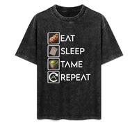 Weixiu Ark Survival Evolved Eat Sleep Tame Repeat Mens Black T-Shirt Black XXL