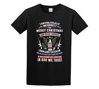 Weixiu I Am Politically Incorrect Merry Christmas God Bless America T-Shirt Black S