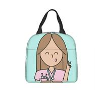 WEIXNCXCJ Bolsas de Almuerzo aisladas de médico de Dibujos Animados Enfermera En Apuros Bolsa térmica Reutilizable Lonchera Trabajo Picnic Hombres Mujeres