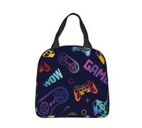 WEIXNCXCJ Dessin animé Console de jeu Motif isolé Sac à Lunch Sac thermique Conteneur à déjeuner Portable fourre-Tout boîte à Lunch Hommes Femmes Plage Pique-