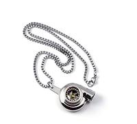 WEIYIing Collar de Coche de torsión para Hombre, Colgante de Motor Punk de Acero Inoxidable para Hombre, Colgante Retro de Locomotora de Acero Inoxidable,Turbo Plata Brillante