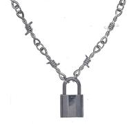 WEIYIing Collar de Coche de torsión para Hombre, Colgante de Motor Punk de Acero Inoxidable para Hombre, Colgante Retro de Locomotora de Acero Inoxidable,Collar de candado de Espinas