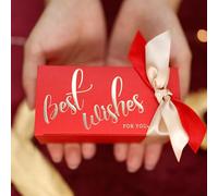 WEIYOUDP Cajas de regalo de boda con cinta creativa rectangular de papel para dulces para compromiso, fiesta de cumpleaños, aniversario (rojo, 20 unidades)