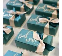 WEIYOUDP Cajas de regalo de boda con cinta creativa rectangular de papel para dulces para compromiso, fiesta de cumpleaños, aniversario (verde, 50 unidades)
