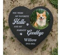 WEIYOUDP Piedra conmemorativa personalizada con corazón de mascota con foto, placa de marcador de tumba de perro, regalos para alguien que perdió a mascotas, perros, gatos y funerarios (estilo 2,20 cm