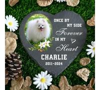 WEIYOUDP Piedra conmemorativa personalizada con corazón de mascota con foto, placa de marcador de tumba de perro, regalos para alguien que perdió mascotas, perros, gatos y funerarios (estilo 3,15 cm)