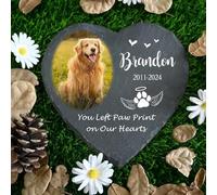 WEIYOUDP Piedra conmemorativa personalizada con corazón de mascota con foto, placa de marcador de tumba de perro, regalos para alguien que perdió a mascotas, perros, gatos y funerarios (estilo 1,20 cm