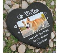 WEIYOUDP Piedra conmemorativa personalizada con corazón de mascota con foto, placa de marcador de tumba de perro, regalos para alguien que perdió mascotas, perros, gatos y funerarios (estilo 4,15 cm)