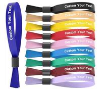 WEIYOUDP Pulseras de tela personalizadas para eventos, pulseras de cinta de colores personalizados con logotipo, para bodas, festivales, fiestas, 100 piezas, Tela, No
