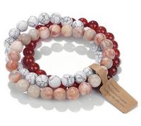 WEIZAIJY Pulsera de piedras naturales auténticas hechas a mano (Red Picasso Jasper&Turquesa blanca&Ágata roja)