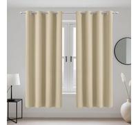 WEIZERO Cortina Salón Dormitorio 100 x 120 cm Poliestere Resistente, Termica Isolante Cortina Opaca Ventana con Ojales para Ventanas Sala para Niños Sala Cuarto Baño, Color Crema