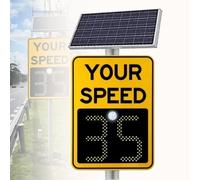 WEIZIIA Señal de límite de Velocidad con Radar Solar de Advertencia Vial, señales de Radar Digital con Detector de Velocidad, señales de tráfico con Radar Solar LED de Aluminio Yellow-50x70cm/20 x27