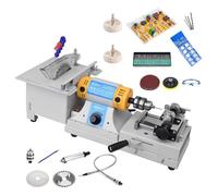 WEIZIIA Sierra lapidaria para joyería, para Cortar Rocas, minisierra de Mesa, Amoladora y pulidora, 800-10 000 RPM, con Eje Flexible para amolar, pulir y taladrar.,Machine+Polishingkit