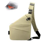 WEJDYKG Anti-Theft Travel Bag, Anti Theft Travel Crossbody Bag for Women Man, Slim Sling Bag Cross Body Travel Bag (Khaki,Right)