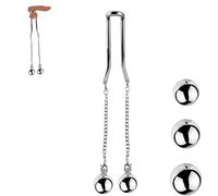 WEJFHBCOV Anillo de pene de acero inoxidable, extensor de testículos con bolas colgantes de metal, anillo de pene SM, entrenador de pene CBT, juguete sexual for hombres y parejas(35mm)
