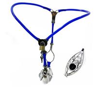WEJFHBCOV Cinturón de castidad de acero inoxidable SM, ajustable, transpirable, jaula for pene, dispositivo de castidad, juguetes sexuales for hombres y parejas.(Blue,120cm-130cm)