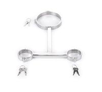 WEJFHBCOV Conjunto de bondage SM con esposas y collar, barra separadora de metal, de sujeción y bondage con cerraduras, juguete sexual for parejas de hombres y mujeres.