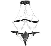 WEJFHBCOV Conjunto de lencería sexy con tiras for mujer, negligé con cadena ajustable y cadena de metal, juguete sexual erótico for parejas.