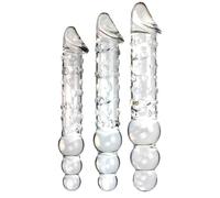 WEJFHBCOV Consolador doble de vidrio SM con cuentas anales, dilatador anal for pene, masturbación del punto G, juguetes sexuales BDSM for hombres y mujeres(L)