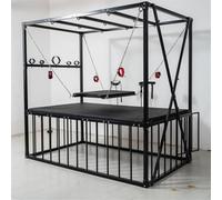 WEJFHBCOV Jaula de bondage BDSM, silla sexual con cañón/máquina sexual, esposas, caja de castigo, juguetes sexuales SM for hombres, mujeres y parejas.