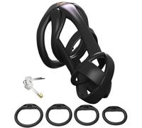WEJFHBCOV Jaula de castidad de resina 3D SM, juego de bondage for pene con 4 anillos, jaula de castidad transpirable SM, juguetes sexuales for hombres y parejas.(L-rundring)