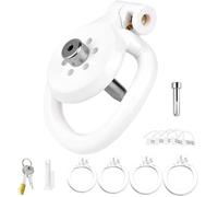 WEJFHBCOV Jaula de castidad plana de resina SM, juego de bondage con 4 anillos for el pene, juguete sexual de abstinencia for hombres y parejas.(Weiß-katheter)