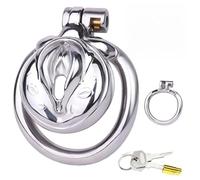 WEJFHBCOV Jaula de castidad plana invertida de acero inoxidable SM, jaula for pene con labios y cinturón, juguete sexual BDSM for hombres y parejas.(Rosa Gürtel/40mm)