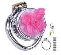 WEJFHBCOV Jaula de castidad plana SM con mariposa for pene, jaula de castidad CBT, juguetes sexuales for juegos de rol for hombres y parejas.(Rosa/40mm/Bogenring)