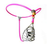 WEJFHBCOV Jaula de castidad ultraligera SM con cinturón de castidad con cerradura for hombres, jaula de pene de acero inoxidable ajustable y transpirable, juguete sexual(80/90cm)