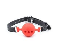 WEJFHBCOV Mordaza de silicona con bolas bucales y agujeros, juguete erótico SM, mordaza de silicona, juguete sexual BDSM for hombres y mujeres, parejas.(Rot,S)