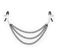 WEJFHBCOV Pinza for pezones con 3 cadenas de metal, diseño ajustable, juguete sexual de coqueteo SM for mujeres y parejas(Schwarz)