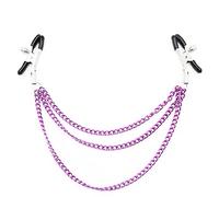 WEJFHBCOV Pinza for pezones con 3 cadenas de metal, diseño ajustable, juguete sexual de coqueteo SM for mujeres y parejas(Purple)