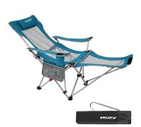 #WEJOY silla de camping plegable 2 en 1, con respaldo ajustable y reposapiés, sillón de relax con soporte para bebidas, silla de pesca al aire libre