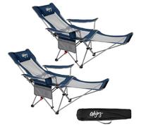 #WEJOY Silla de camping plegable 2 en 1, silla de playa con respaldo ajustable y reposapiés, sillón de relax con soporte para bebidas, silla de pesca para camping al aire libre